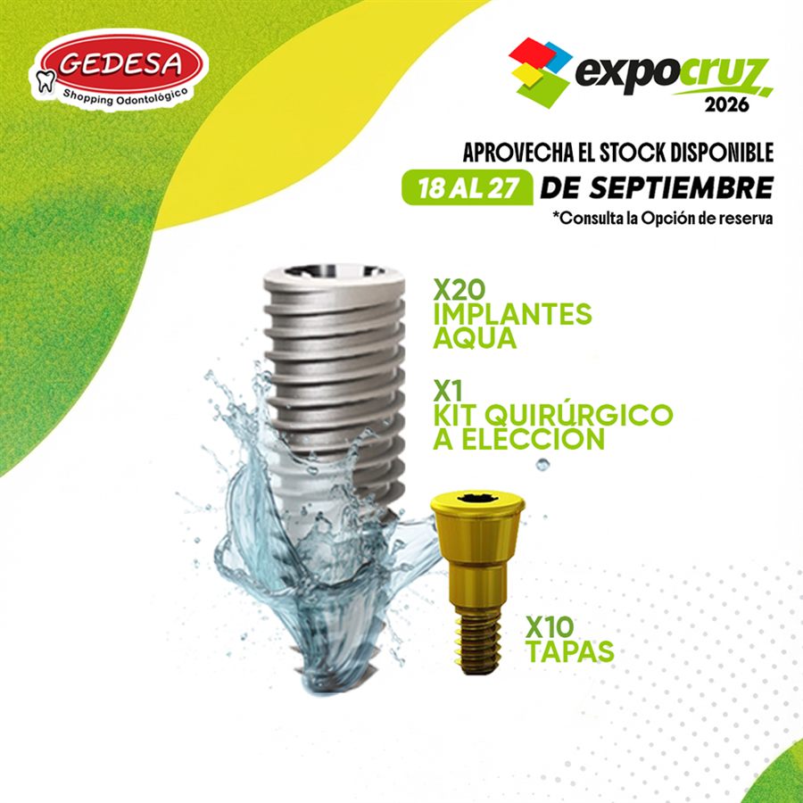 X20 Implantes AQUA + Kit quirúrgico a elección + X10 Tapas