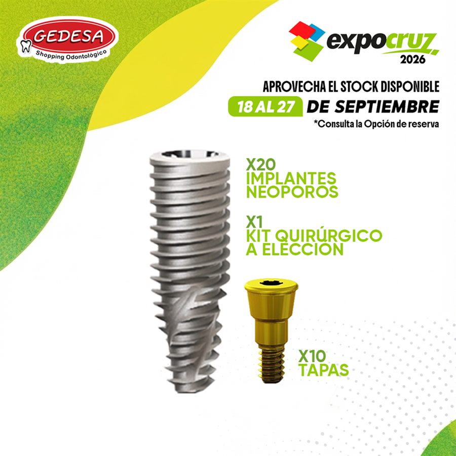 X20 Implantes NEOPOROS + Kit quirúrgico a elección + X10 Tapas